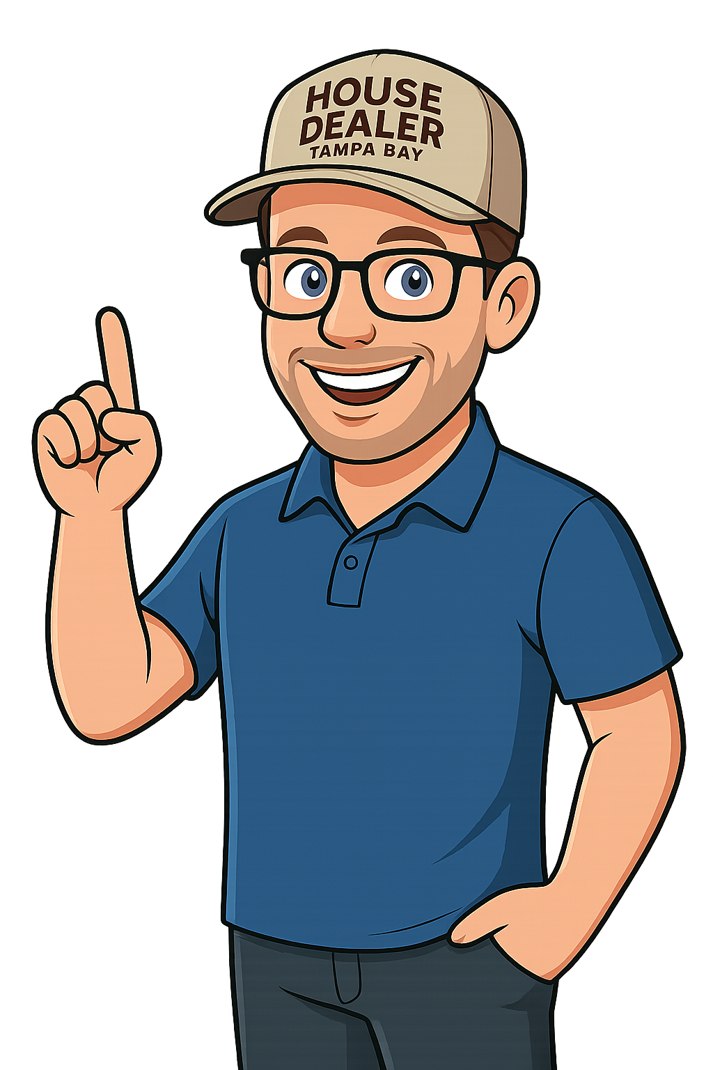 House Dealer mascot pointing up